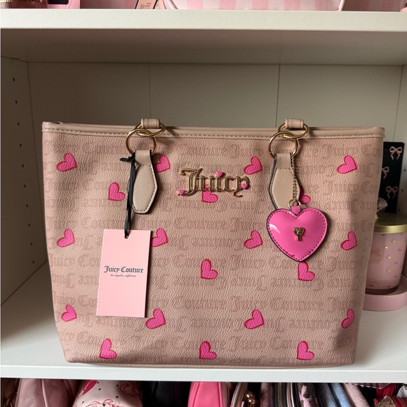 Juicy Couture I Heart Juicy Pink Heart Tote Bag - Picture 1 of 4